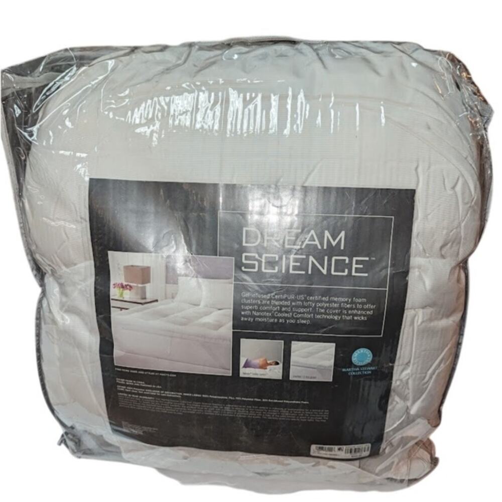 Dream Science Martha Stewart Gel Infused Memory Foam Full Bed White Mattress Pad
